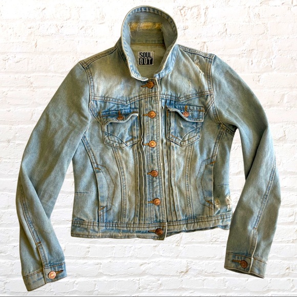 Faded Denim Jacket Size Small Best Fit 